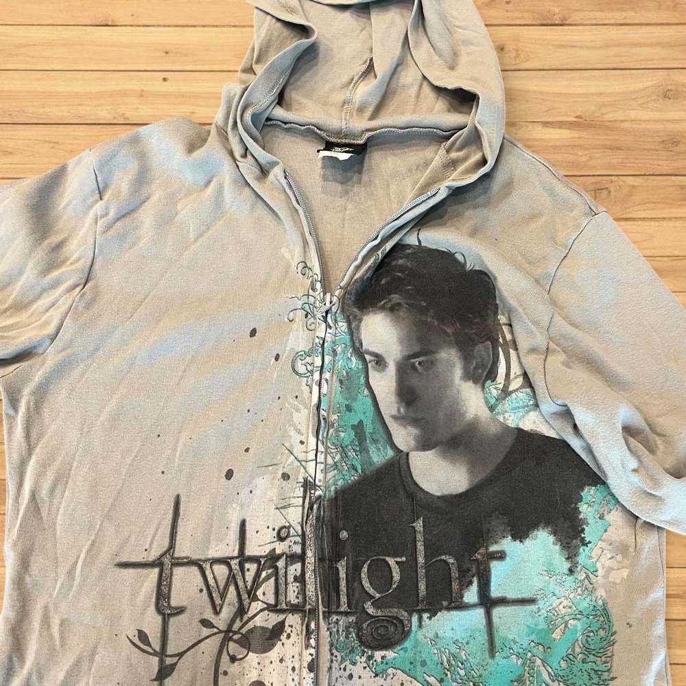 Vintage 2008 Twilight Saga Edward Cullen Full Zip Graphic Hoodie Cyber Y2K Goth